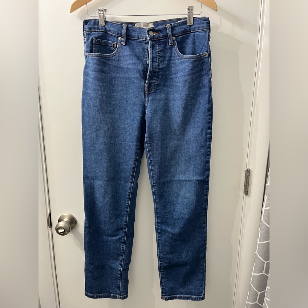 Everlane Authentic Stretch High-Rise Cigarette Jean in Mid Blue